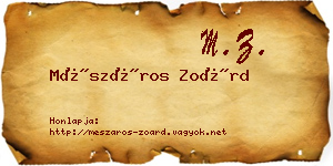 Mészáros Zoárd névjegykártya