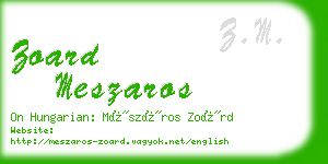 zoard meszaros business card